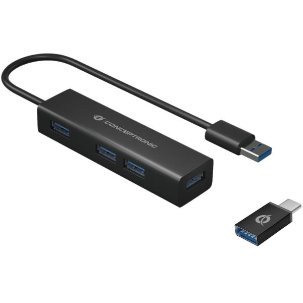 Conceptronic 4-PORTS USB 3.0 HUB WITH USB-C ADAP